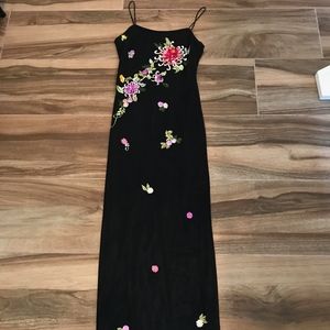 Richard Warren Petites Black Embroidered Dress